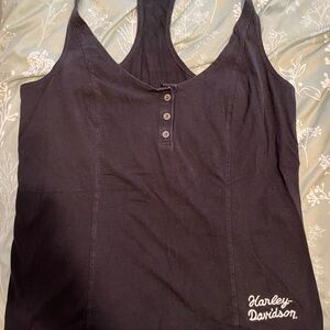 Harley-Davidson Black Women's Racerback Tank with Henley Buttons